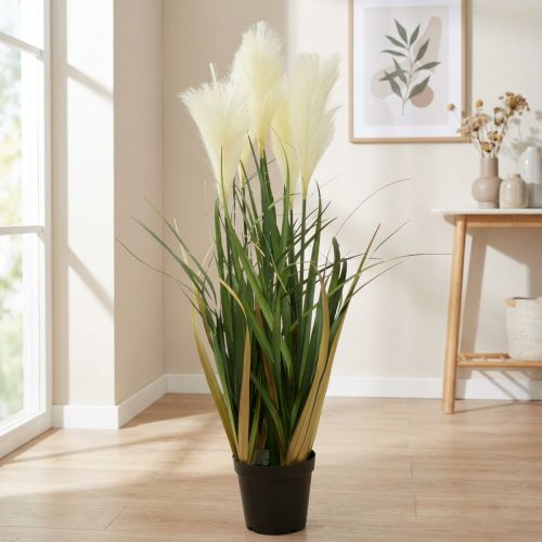 Künstliches Riedgras im Topf 79cm Creme-Grün aus Kunststoff | Floristik24.ch