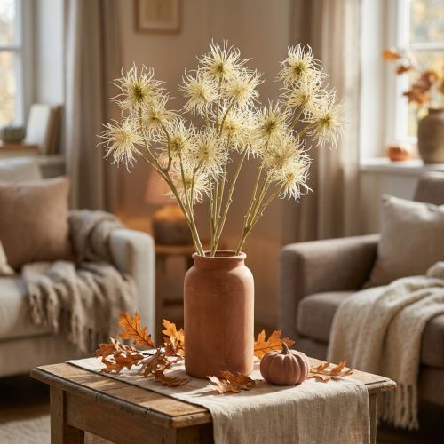 Xanthium Kunstblume Creme 80cm 3 Stück für Herbstdekoration | Floristik24.ch