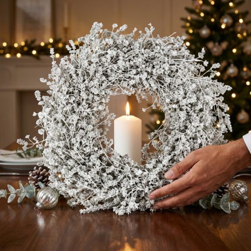 Weihnachtskranz aus Leinenkraut Weiss Ø34cm – Trockenblumen-Dekoration | Floristik24.ch
