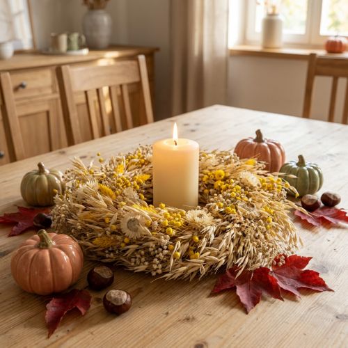 Deko Kranz Haferkranz Naturkranz Strohblumen Gelb Ø29cm | Floristik24.ch