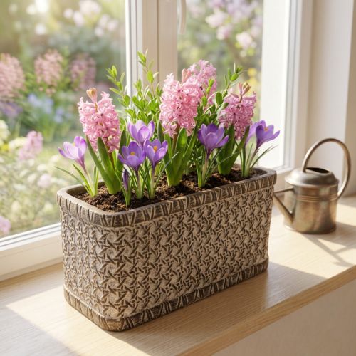 Keramik Pflanzkasten mit Flechtmuster Braun-Weiss 23×11×11cm | Floristik24.ch