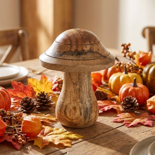 Holzpilz aus Mangoholz mit Rillen 10×Ø8cm Natur für Herbstdeko | Floristik24.ch