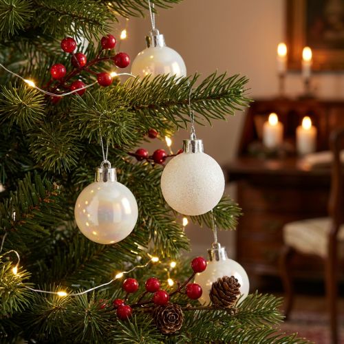 Artikel Weihnachtskugeln Kunststoff Perlmutt Weiss Ø3cm 14er Set