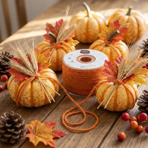 Artikel Wollschnur Orange 3mm 100m aus Woll-Jute-Mischung für Dekoration und Geschenkverpackung