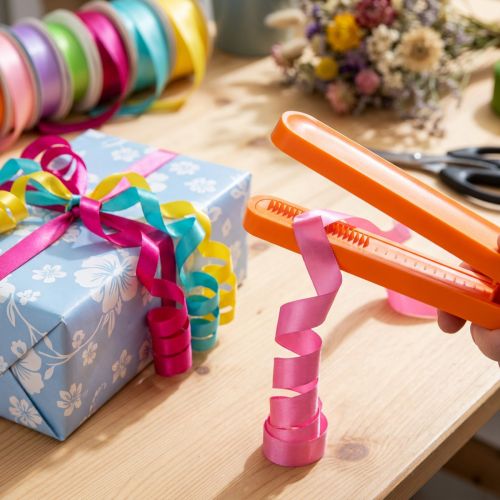 Splitter und Kräuselbandschneider aus Kunststoff mit Metallzähnen, 14 cm, Orange | Floristik24.ch