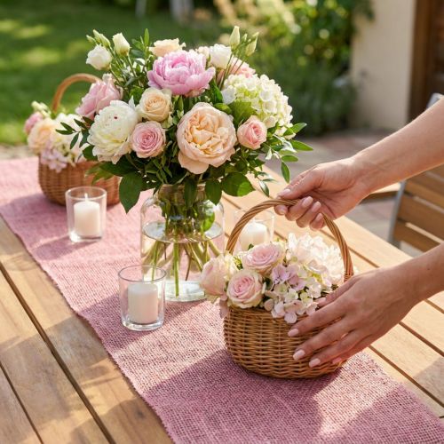 Tischläufer Jute Rosa 15cm x 10m für Dekoration und Bastelarbeiten | Floristik24.ch