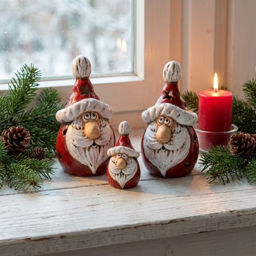 Niedliche Weihnachtsmann Figuren aus Keramik, Rot-Weiss, 10cm, 4er Set | Floristik24.ch