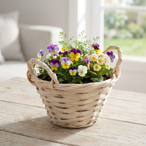 Dekorativer Spankorb mit Griffen, Ø25 cm, weiss, für Innenbereich | Floristik24.ch