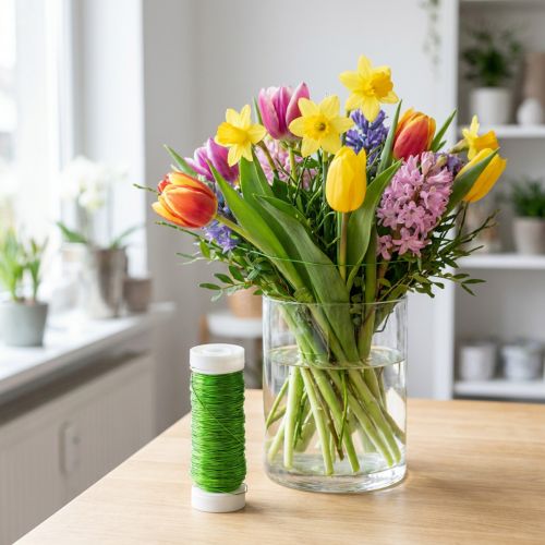 Dekolackdraht aus Zink Ø0,30 mm 50 m apfelgrün für Floristik und Bastelarbeiten | Floristik24.ch