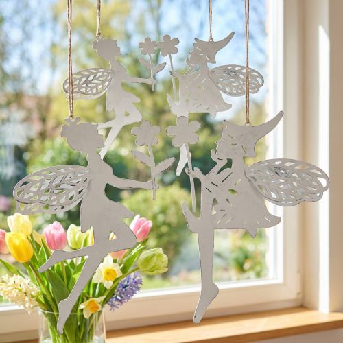 Deko Elfen aus Metall Weiss, Fensterdeko Frühling, H20cm, 4 Stück | Floristik24.ch