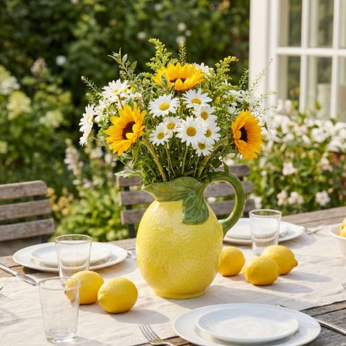 Zitronenvase Keramik Krug Gelb Grün H18,5cm für Innenräume | Floristik24.ch