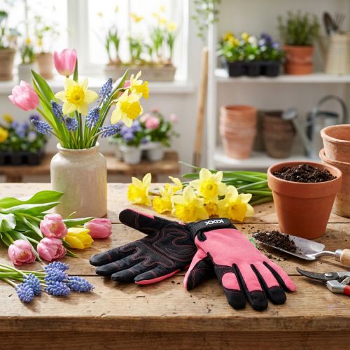 Artikel Kixx Arbeitshandschuhe Synthetik Grösse 8 Rosa-Schwarz mit Klettverschluss