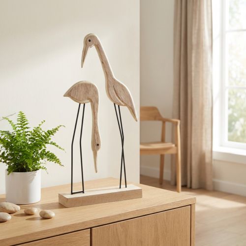 Holz-Aufsteller Kranich-Paar Natur 27,5×13 cm | Floristik24.ch