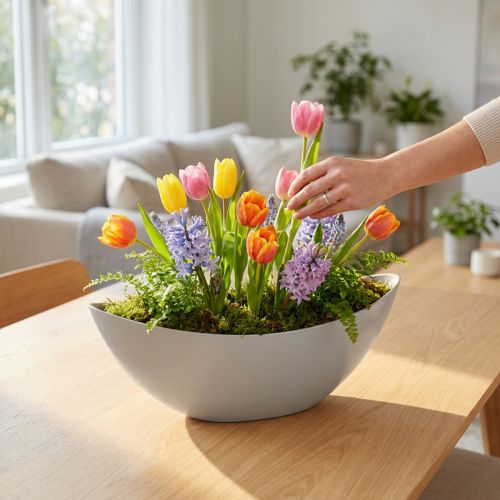 Pflanzschale Kunststoff oval 39x12,5x13 cm hellgrau für Dekorationen | Floristik24.ch