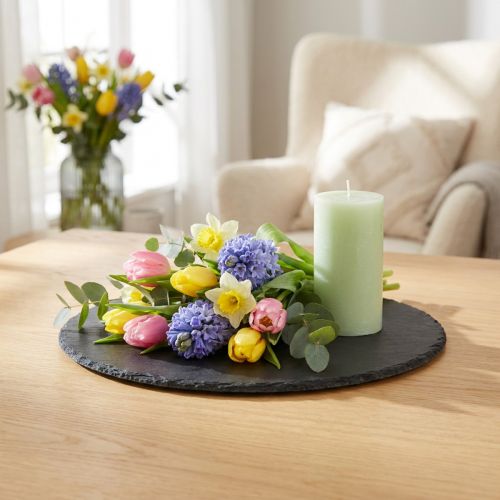 Runde Schieferplatten Ø15cm Schwarz – Set mit 6 Stück für Dekoration | Floristik24.ch