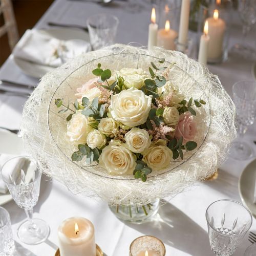 Artikel Straußmanschette Sisal Weiss 20cm - Floristik Zubehör für Blumenarrangements 8 Stück