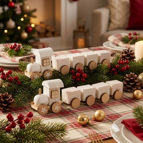 Holzeisenbahn Deko Weihnachtszug Weiss 20x3,5x6 cm 2 Stück | Floristik24.ch