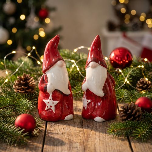 Weihnachtsmann Figuren Keramik Rot Weiss H13,5cm 2 Stück | Floristik24.ch