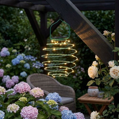 Solar Gartenleuchte aus Metall und Kunststoff Grün 22 cm mit 25 LEDs Warmweiss | Floristik24.ch