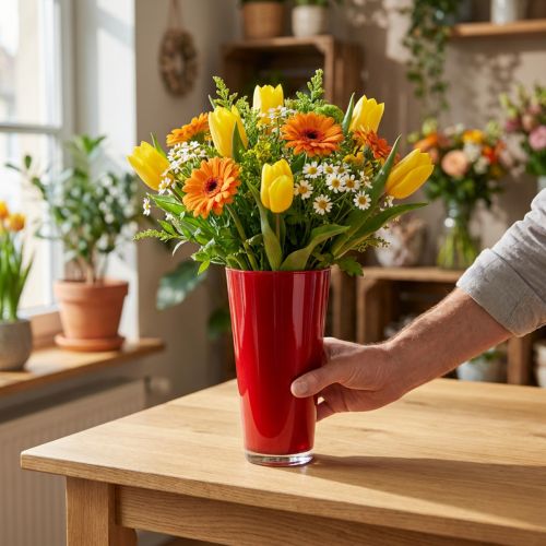 Artikel Rote Kunststoffvase «Fizzy» Ø13,5cm H20,5cm