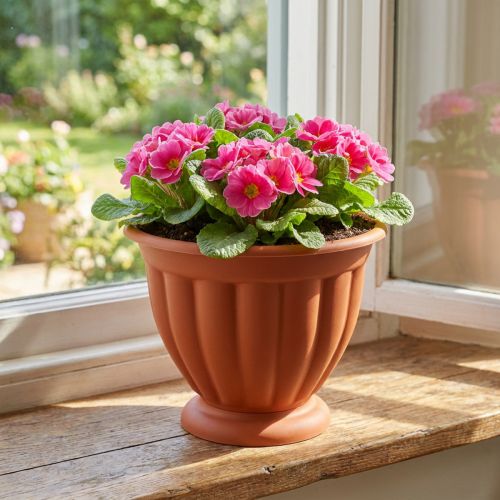 Artikel Topf mit Fuss Ø19cm H15cm aus Kunststoff in Terrakotta-Optik