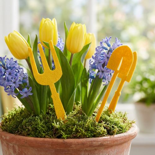 Artikel Gartenwerkzeug-Set aus Filz, Gelb, 20 cm, 6-teilig