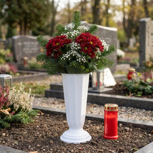 Artikel Einstellvase aus Kunststoff Weiss Ø19cm mit Fuss