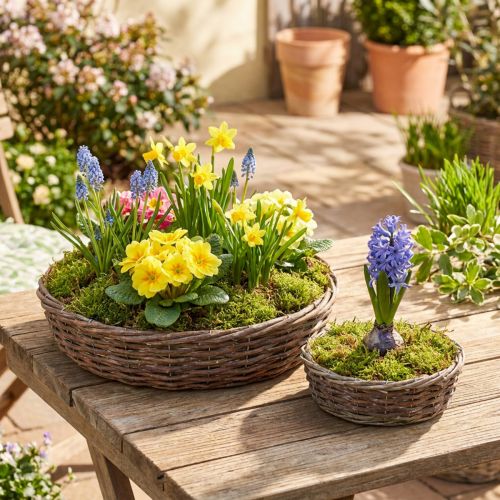 Artikel Pflanzringe aus Rattan Grau Ø30/35cm mit Folie Set 2 Stück