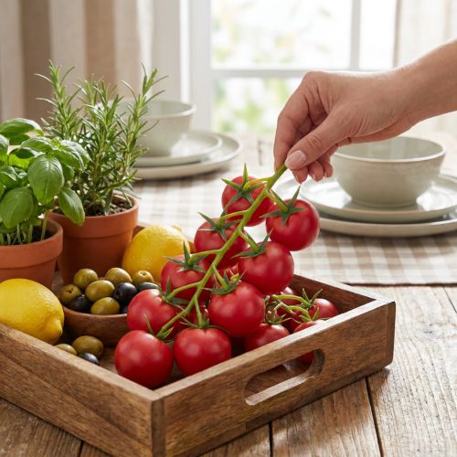 Artikel Deko-Strauchtomaten aus Kunststoff an grüner Rispe Ø3,5 cm Rot