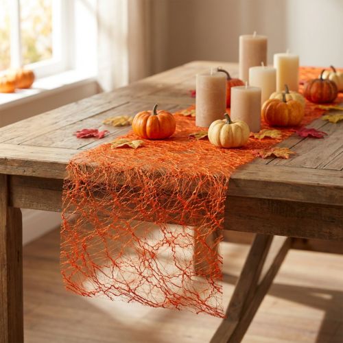 Artikel Tischband Sizotwist aus Polyester und Polyamid 30cm x 5m Orange für Tisch- und Dekorationseinsätze