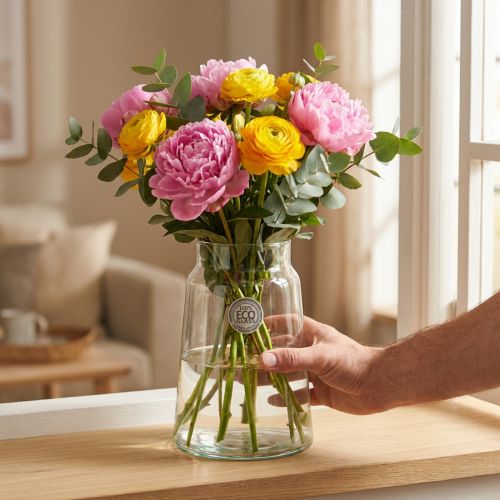 Artikel Glasvase klar aus 100% recyceltem Glas H20cm