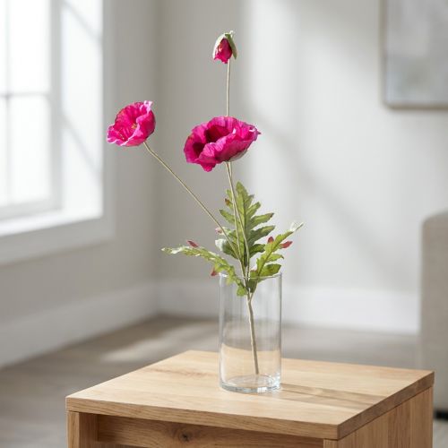 Künstliche Mohnblumen Pink 70cm Seidenblumen mit Knospe | Floristik24.ch