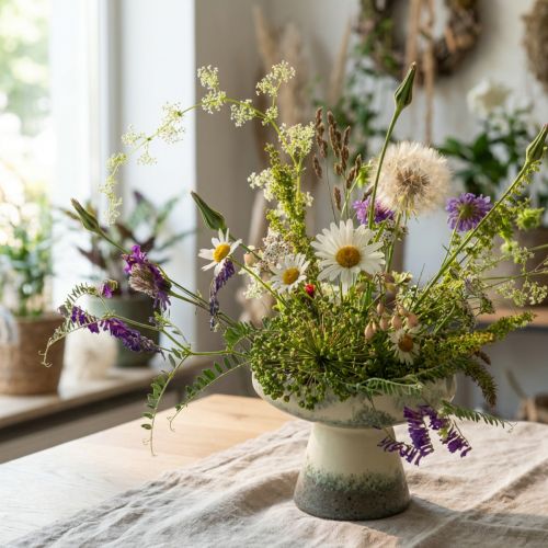 Keramik Dekoschale Creme Graugrün Ø20cm H16cm für Innenräume | Floristik24.ch