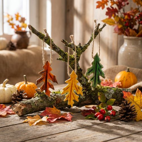 Dekoanhänger Holzblätter Herbstdeko 6,5×4 cm bunt 12 Stück | Floristik24.ch
