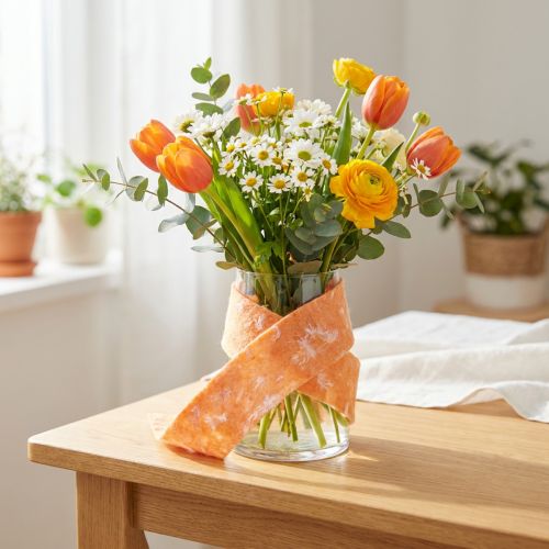 Artikel Wollfilzband mit echten Federn, 15 cm x 5 m, Orange