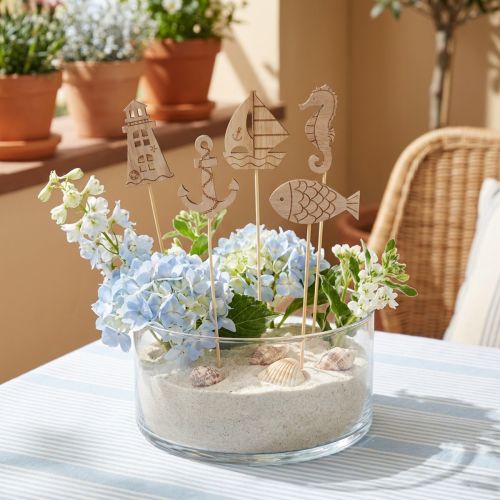 Blumenstecker aus Holz, maritim, Natur, 7 cm, 12 Stück | Floristik24.ch
