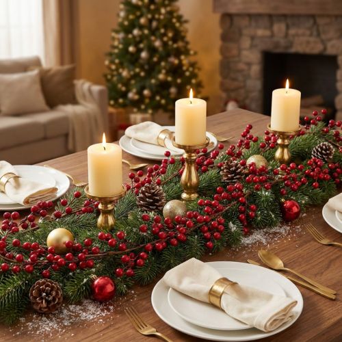 Artikel Weihnachtsgirlande künstlich Rot 180 cm mit Beeren