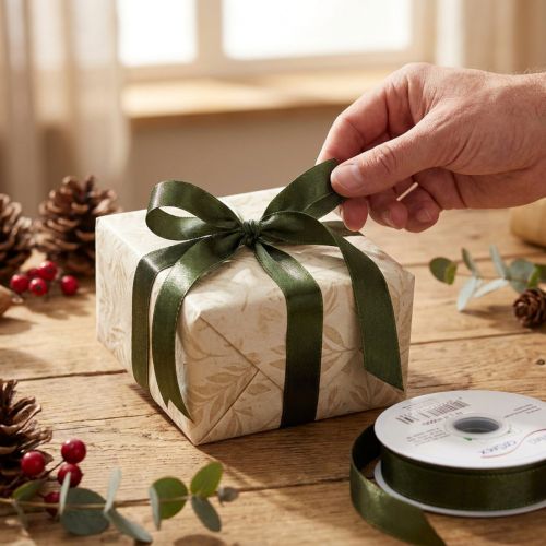 Artikel Dekoband Taft 10mm 50m Moosgrün für Geschenk- und Dekorationsideen