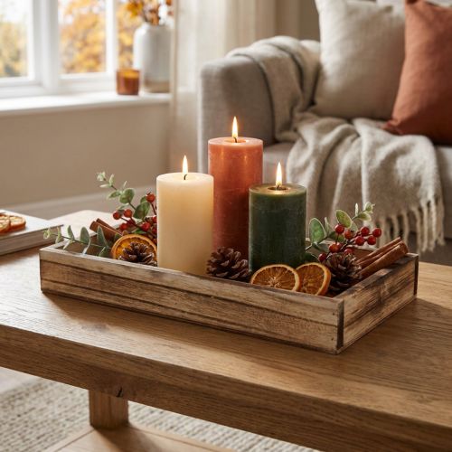 Artikel Holztablett geflammt 30x15x3cm - Dekotablett für Tischdeko