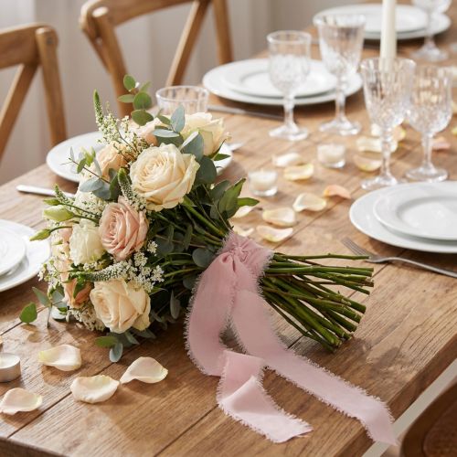 Chiffonband Rosa Stoffband Band mit Fransen 40mm 15m | Floristik24.ch