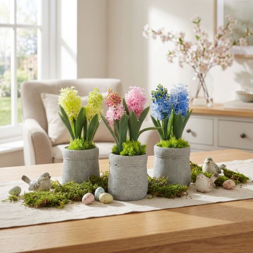 Hyazinthe künstlich im Topf, Gelb, Rosa, Blau, H 23 cm, 3er-Set | Floristik24.ch