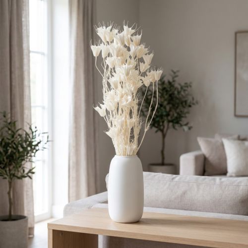 Trockenblumen Nigella Bund Weiss 70cm 50g für Wohn- und Tischdekoration | Floristik24.ch