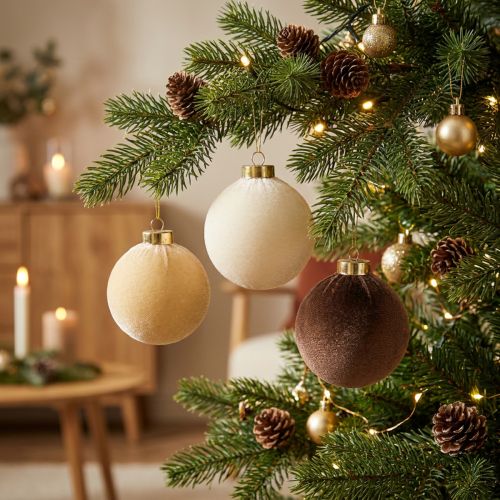 Weihnachtskugeln Styropor Samtüberzug Ø 8 cm 12er Set