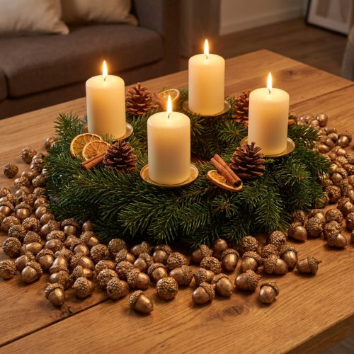 Herbstfrüchte Golden, festlicher Herbstschmuck, Deko-Eicheln natürlich, Adventsdeko Ø1,5 – 2,5cm L1,5 – 3cm 300g | Floristik24.ch