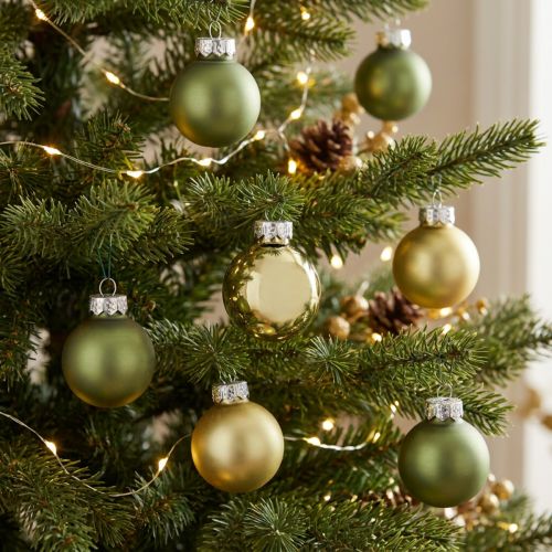 Artikel Mini-Glas-Weihnachtskugeln Rosmaringrün Ø 2,5 cm, 22 Stück im Mix matt/glänzend