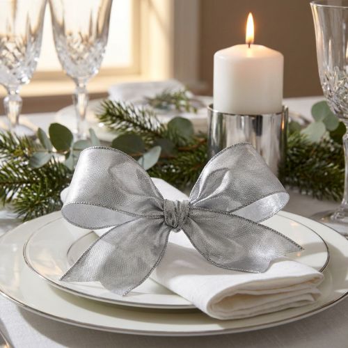 Geschenkband Silber mit Drahtkante 40mm 25m | Floristik24.ch
