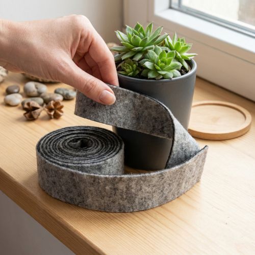 Artikel Filzband aus 100 % Wolle, 7,5 cm breit und 5 m lang, Grau und Schwarz für Floristik und Dekoration