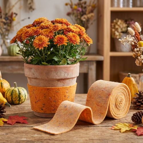 Artikel Topfband aus Wollfilz, zweifarbig, Orange und Mehrfarbig, 15 cm x 5 m