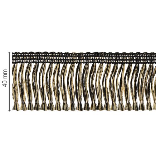 Artikel Fransenborte Schwarz Gold 4cm x 25m - Ideal für Kranzdeko, Trauerband & Vintage Accessoires