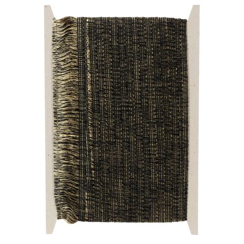 Fransenborte Schwarz Gold 4cm x 25m - Ideal für Kranzdeko, Trauerband & Vintage Accessoires | Floristik24.ch